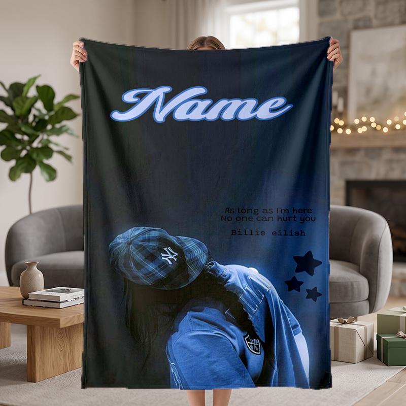 Billie Eilish Custom Flannel Blankets Soft Warm Cozy Throws for Home Decor Holiday Gifts