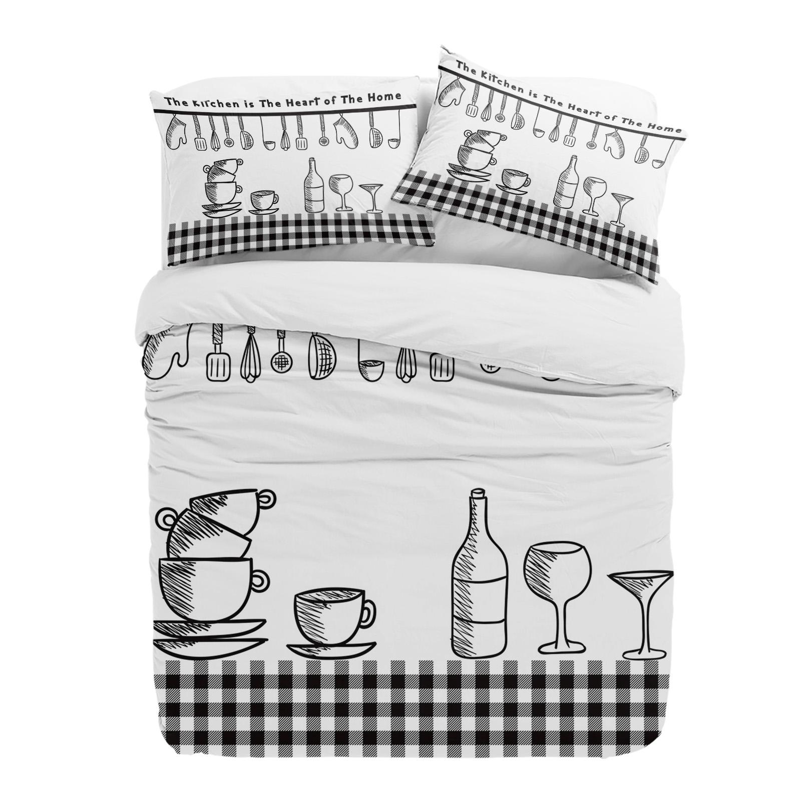 

Kitchen Utensils Plaid Duvet Cover With Pillow Case Custom 3pcs Bedding Set Quilt Cover Double Bed Home Textile (135x200cm)