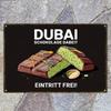 Vintage Dubai Chocolate Metal Tin Sign  Retro Middle Eastern Candy Poster Wall Decor with Chocolate Bars HeavyDuty Metal Cons