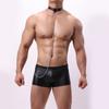 Yousheng Men Boxer Underwear Low-rise U-Convex Elastic Non-Deforming Shorts Panties Imitation Leather Underwear