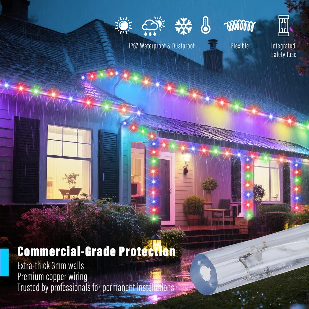 110V 220V LED Strip Light 360 Round Rainbow RGB Neon Tube Light Flexible LED Tape Rope 8 Modes Waterproof Stripe Lamp Christmas