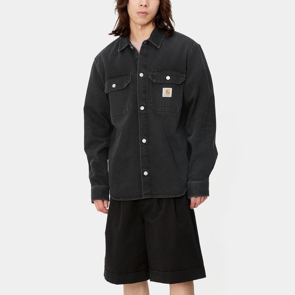 Carhartt WIP SS24 Harvey Shirt Jac Pointed Collar Button Long Sleeve Shirt Men shirts Black I033346-89-4L