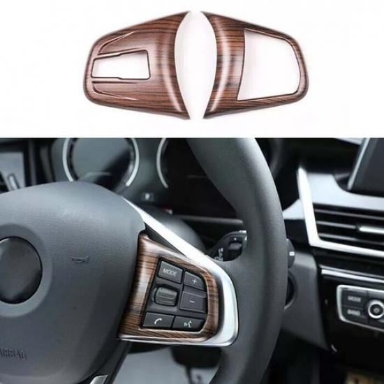 Cover Trim Steering Wheel Button Frame For BMW 2 Series Touring 1519 Wood Grain
