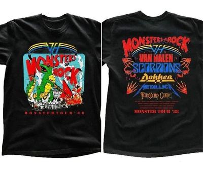 1988 Monsters of Rock Tour Concert T-Shirt, Monsters Tour '88 Shirt, 90s Rock To Vintage Alphabet Pattern T-Shirt