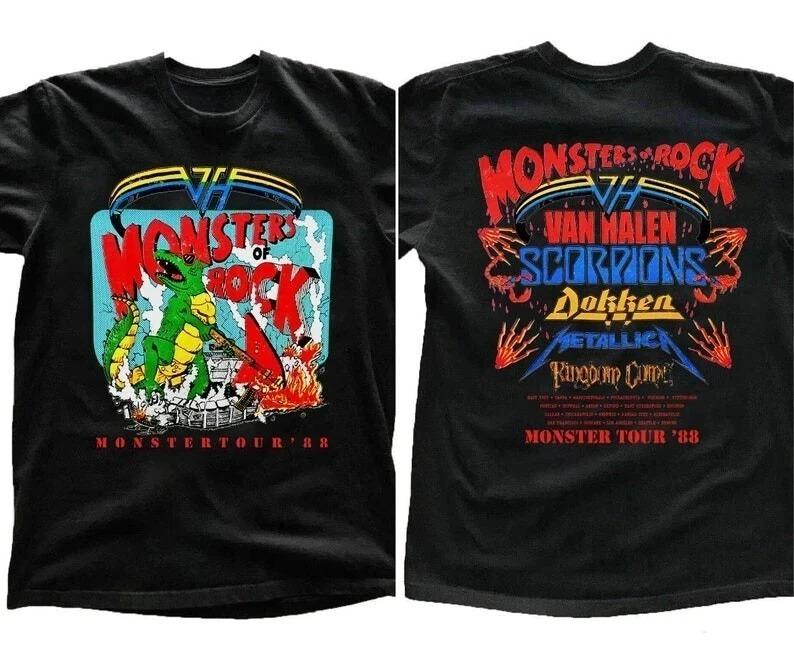 

Концертная футболка тура Monsters of Rock 1988, футболка Monsters Tour 88, футболка с винтажным алфавитным узором в стиле рок 90-х M