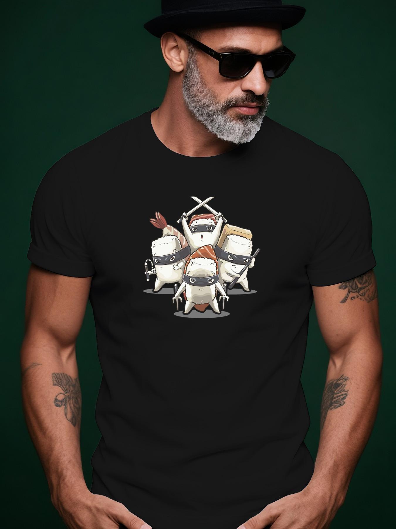 Summer Tshirt with Sushi Battle Graphic - Cotton XXL