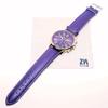 ZooooM Analog Quartz Watch Round Face Purple Faux Leather Strap Chronograph Casual Business Unisex
