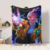1pc KPop Demon Hunters Soft & Warm Flannel Blanket, Multi-Purpose Throw Blanket for Couch, Sofa, Office, Bed, Camping, Travel