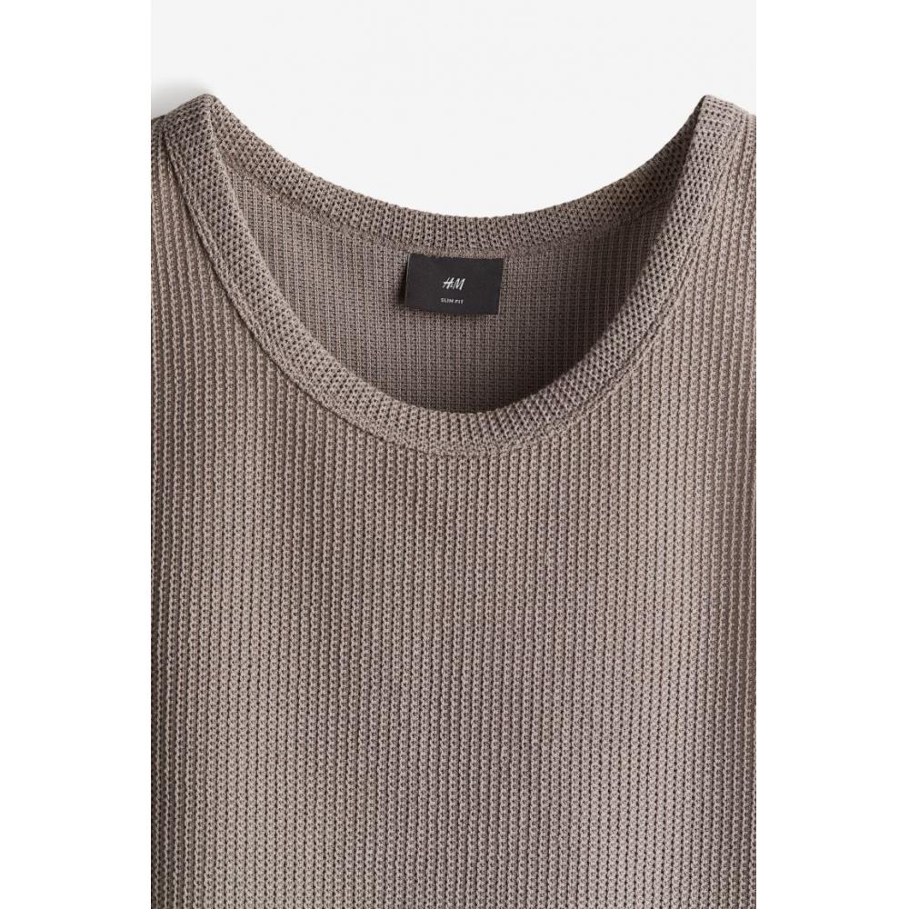 H M sliM Fit Sleeveless Knit Top Grey