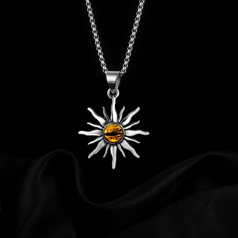 Little Sun Titanium Steel Necklace, Simple Style Pendant for Men and Women, Hip Hop Couple's Neck Chain