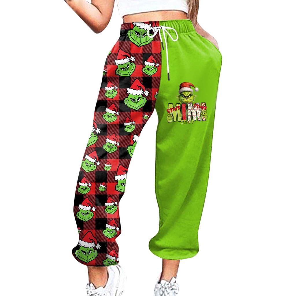 Women's Casual Fashion Christmas Printed Casual Sweatpants Elastic Waist Drawstring Pants