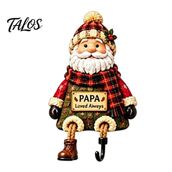 Plush Scarf Santa Decor Christmas Stocking Holder, Mantel Resin Sitting Leg Hook, Winter Holiday Room Festive Character Ornament for Home Fireplace