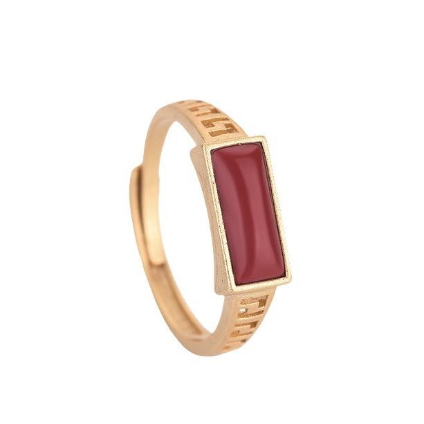 2022 Festive Gold-Plated Southern Red Agate Ring - Chinese Retro Jewelry