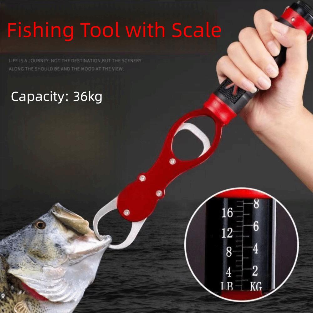 Aluminum Alloy Heavy Duty Fish Lip Gripper Fishing Tool with Weighing Scale Fishing Grip Hook Waterproof No Rust Fish Controller