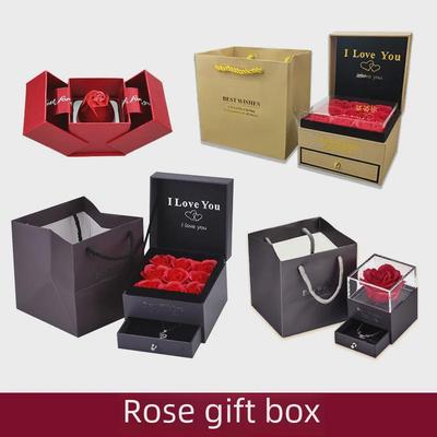 Rose Gift Box: Necklace, Ring, and Everlasting Soap Flower Packaging
