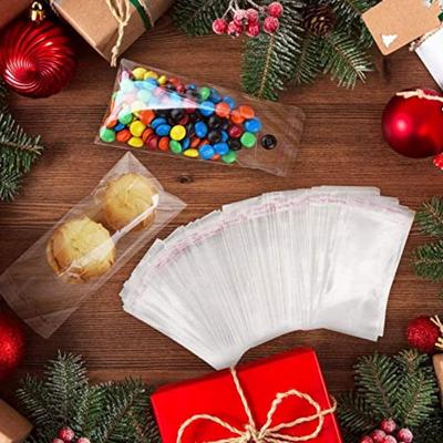 100 Pcs Cellophane Bags Clear Plastic Self Adhesive Bags OPP Bag Small Clear Resealable Cello Bags for Cookies
