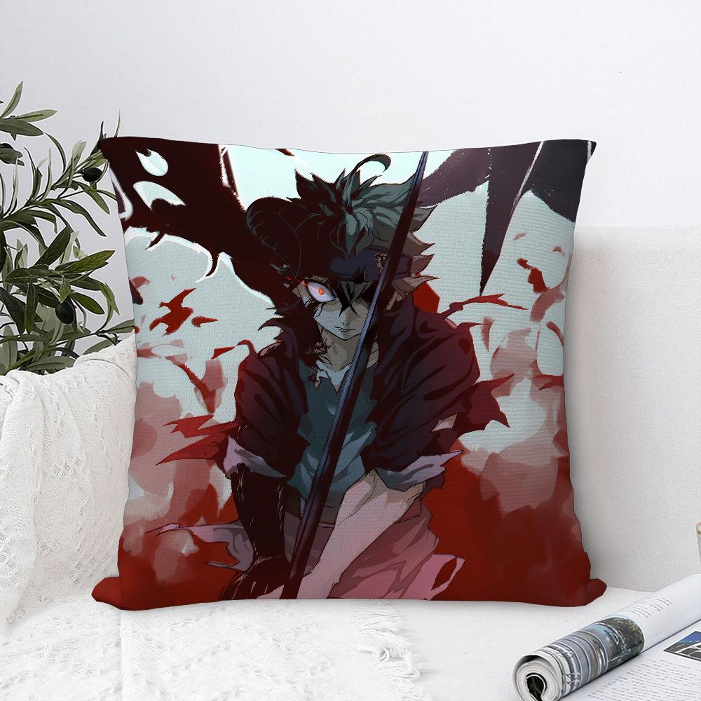 Cartoon Black C-Clover Pillow Case Sofa Decorative Home Double-sided Print Plush Square Throw Pillow Covers Cushion Decor Cover