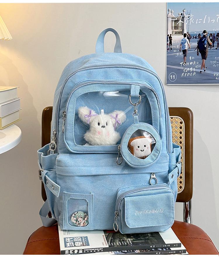 School bag cute transparent pain bag versatile high value junior high school student school bag ins wind Japanese Korean version backpack leisure bag