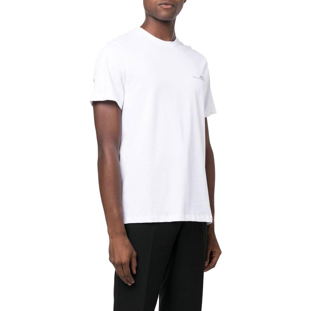 A.P.C. Crew Neck Logo Print Cotton Short Sleeve T-Shirt Men Tops White COFBTH26904-AAB