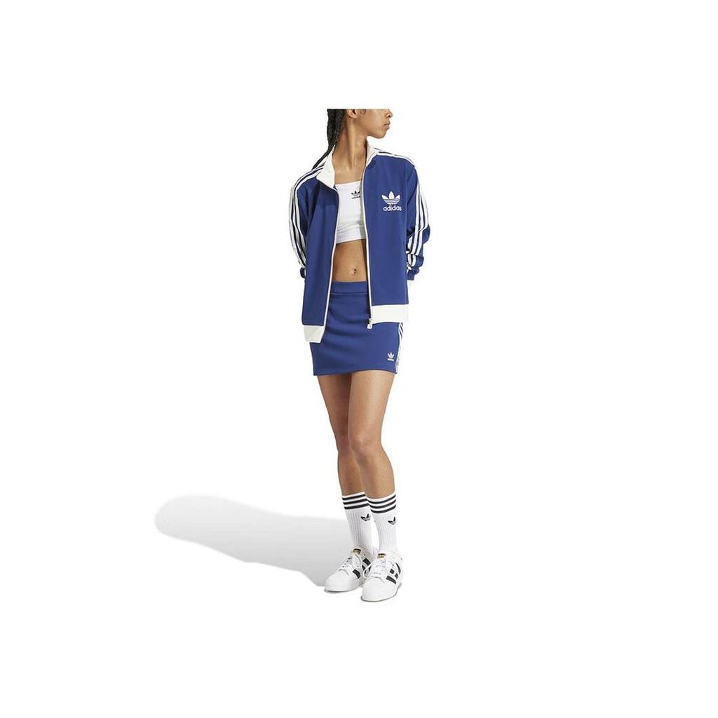 adidas Originals Logo Print Kragenjacke Damenjacke Blau IR6123