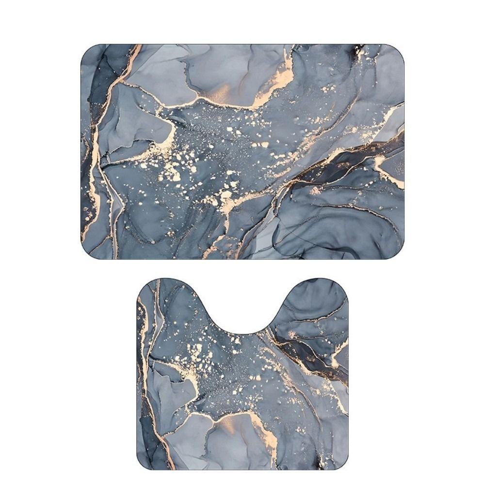 Marble Pattern Toilet Rug Set Anti-slip Toilet Door Mat New Bathroom Carpet Set Home
