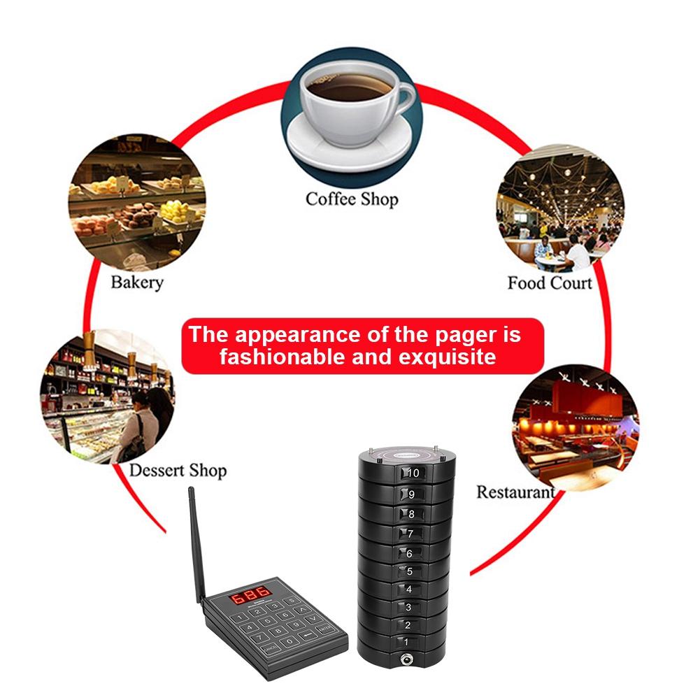 668-S Wireless Guest PaginG Queuing System 1 Tastatur Sender+10 Coaster Pager