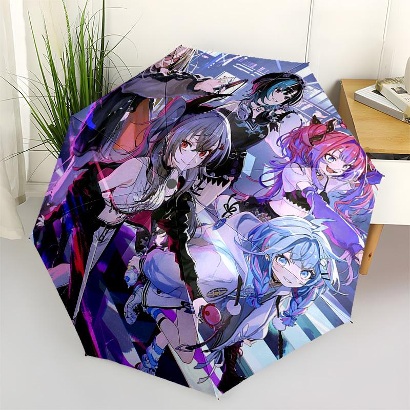 

1pc Anime Characters Automatic Folding Umbrella - Portable 3-Fold Design with 8-Bone Iron Frame - Outdoor for Fans, Travelers, Daily Use, and Gift Giv