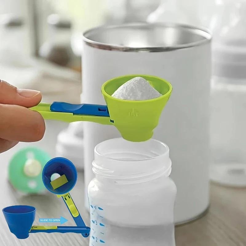 Durable PP Material Mess-Free Protein Powder Scoop - Sliding Funnel for Milk & Supplements, Kitchen Gadget for All Occasions