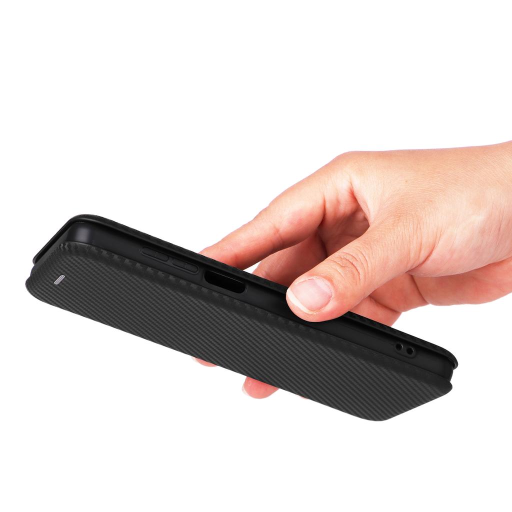 Pro TCL 501 Pouzdro Textura uhlíkových vláken Magnetické Horizontální Odklápěcí Kožené Pouzdro na Telefon