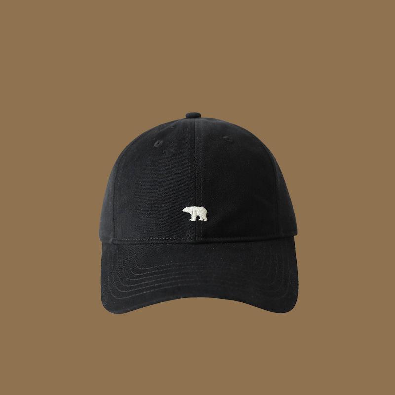 Polar bear embroidered baseball cap, wide brimmed retro hat, unisex soft top duckbill cap, men's and women's casual style