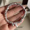 100% Massives 925er Sterlingsilber Retro-Armband für Damen Herren Vintage Handgefertigt Steinperle Einfaches Armband Geburtstagsgeschenk