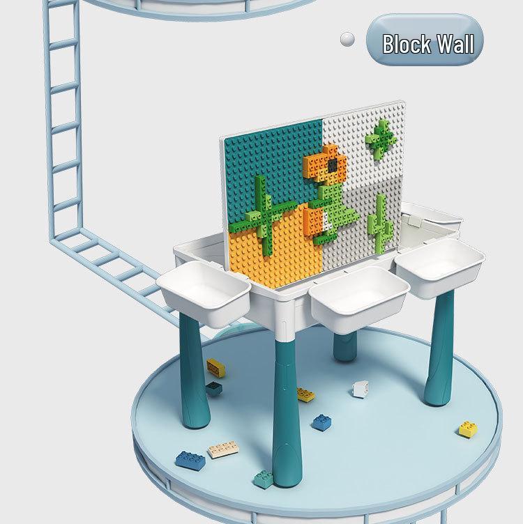 Multifunctional Building Block Table for Kids, Compatible with Large Lego Pieces, Educational Toy for Boys Ages 3-6
