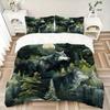 3pcs Two Wolves in the Forest Printed Quilt Set - Includes 1 Quilt Cover and 2 Pillowcases, Machine Washable - Suitable for All Seasons.J088