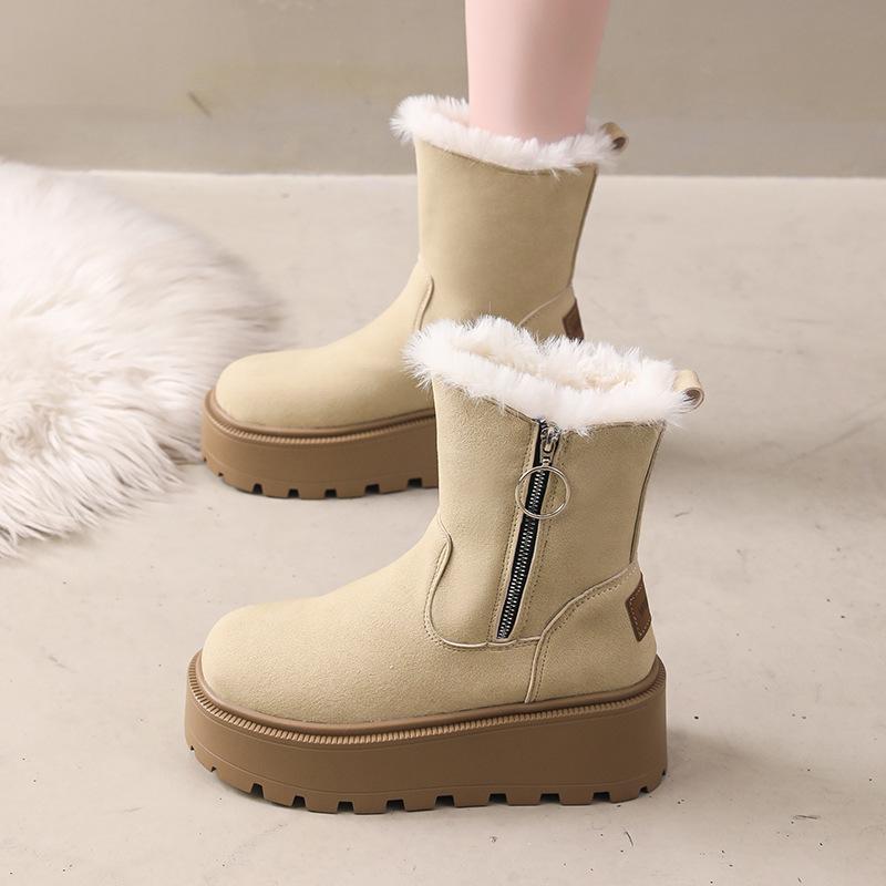 Thick-soled snow boots for women 2025 winter new Northeast large cotton shoes for women, piled and thickened warm boots for women