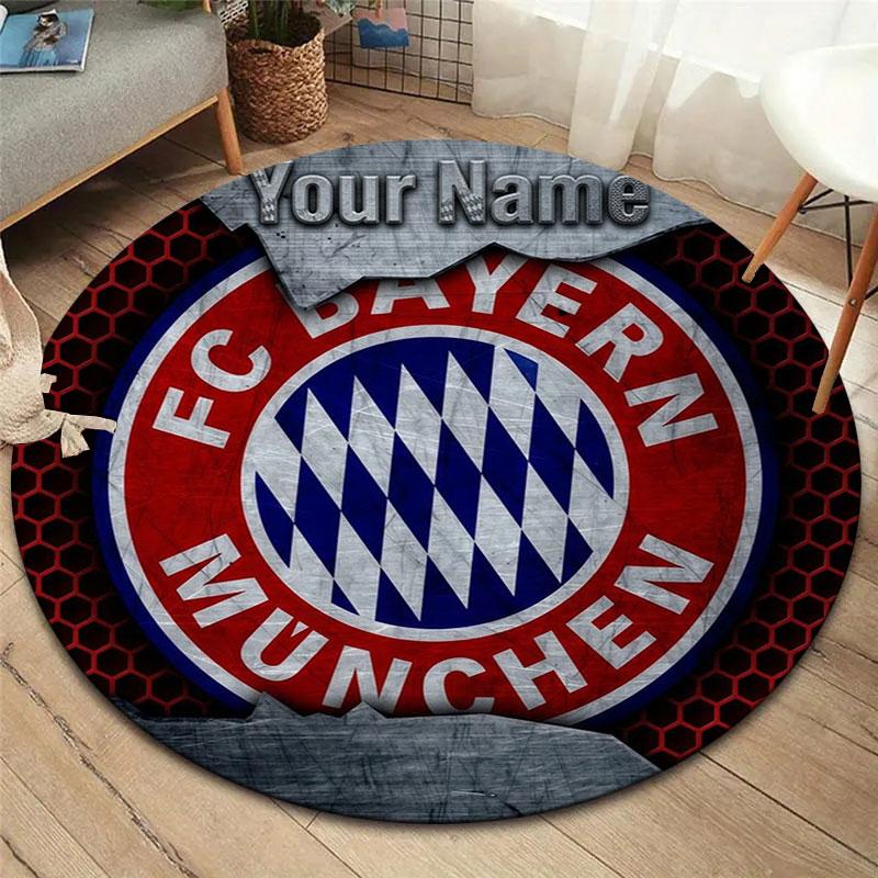 FC Bayern Munchen Custom Name Round Area Rug,Carpet Rug for Living Room Bedroom Sofa Playroom Decor,Non-slip Floor Mat