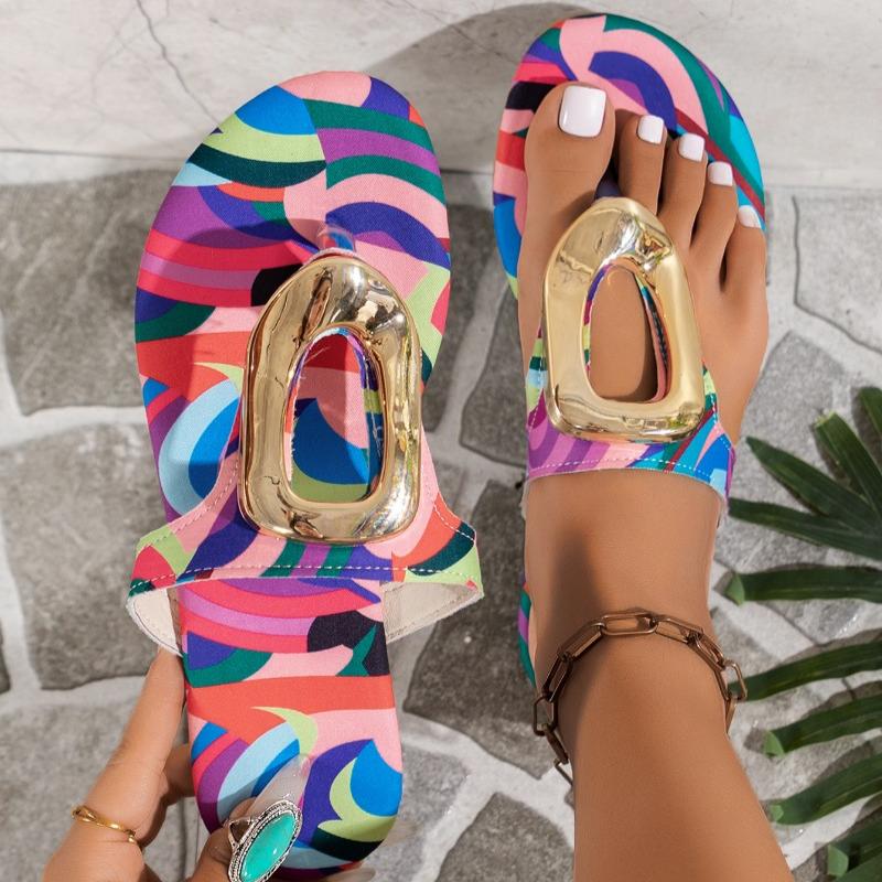 

модные летние сандалии женские сандалии шлепанцы удобные тапочки женские нескользящие открытые носки пляжная обувь принтованные шлепанцы на плоской подошве 36