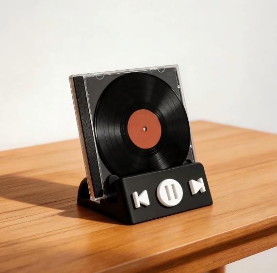 Creative 3D Printed Desktop Record Display Stand, Dual-Purpose CD & Vinyl Storage Organizer, Modern Home Table Decoration
