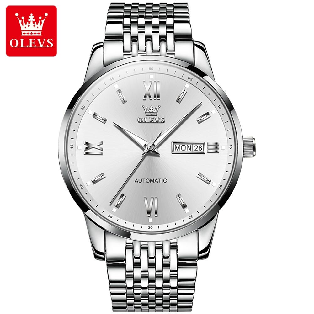 OLEVS 6777 Luxury Brand Custom Oem logo Fashion Classic Business Waterproof Stainless Steel Automatic Mechanical Watch for Man