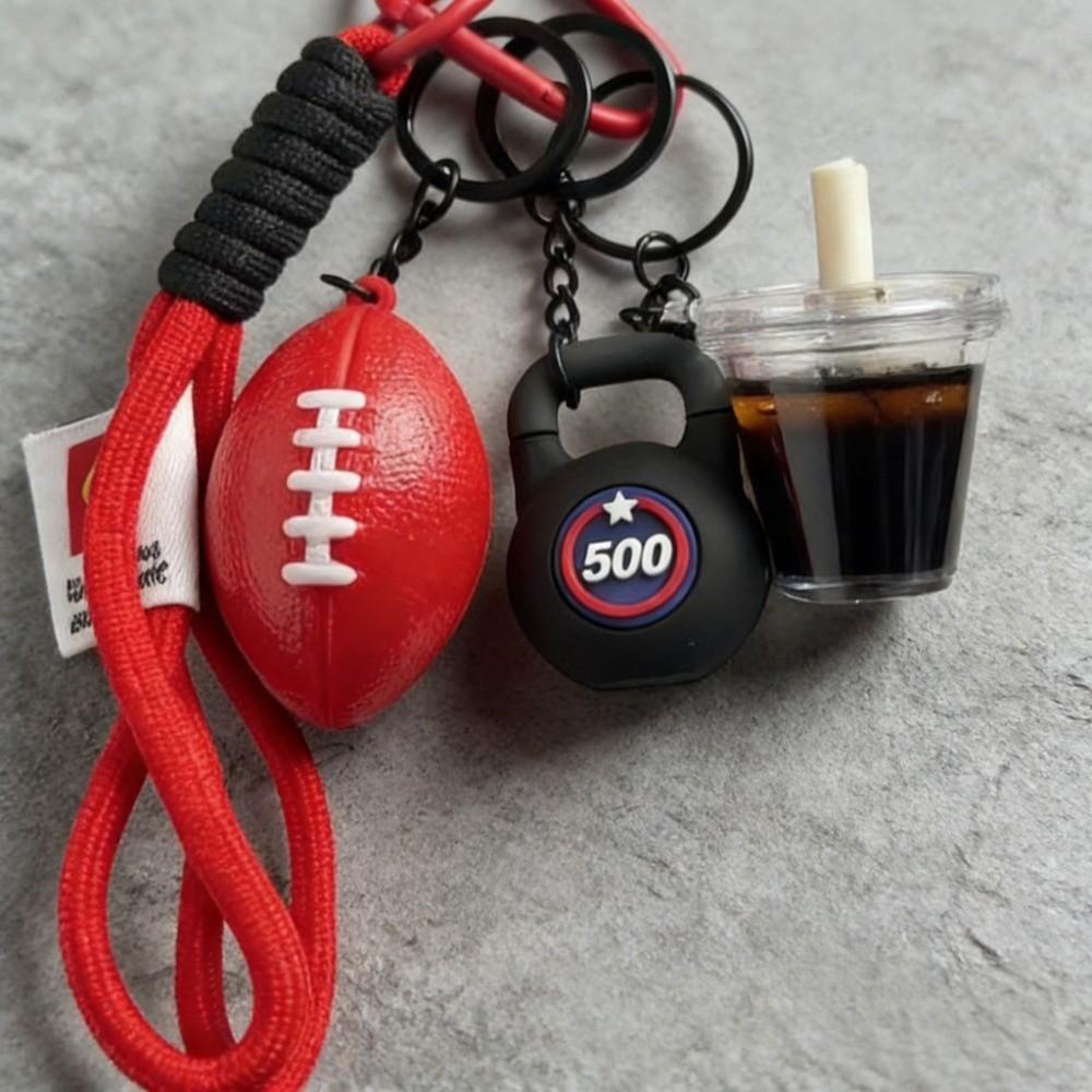Dopamine Rugby Dumbbells Keyring Detachable Iced Americano Pendant Fitness Series Keychain Gifts
