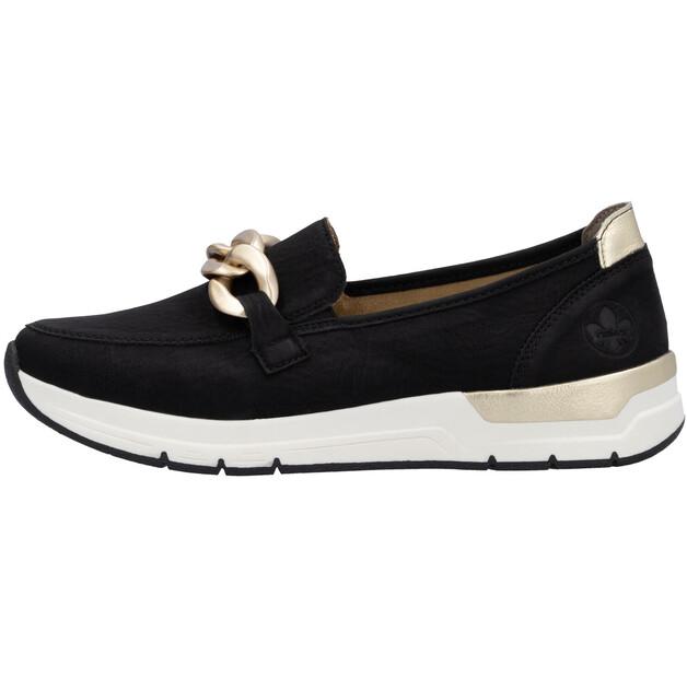 

Женские слипоны Rieker Lederimitat чёрные gold