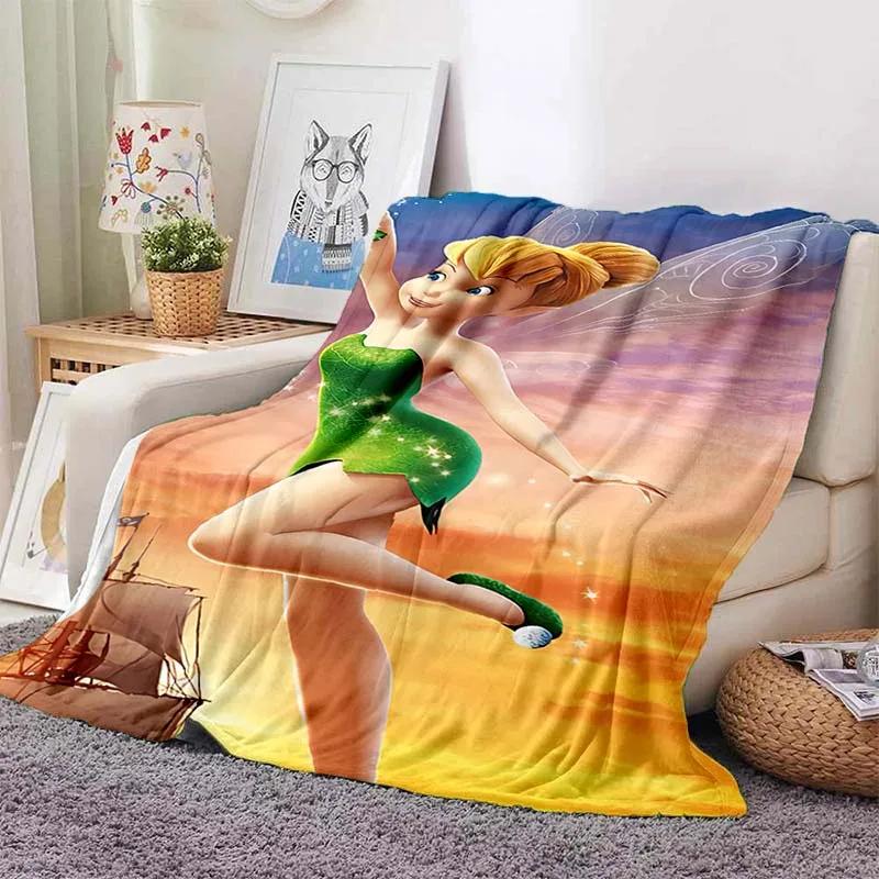 Tinkerbell Warm Soft  Blanket Fluffy Children and Adults Sofa Plush Bedspread Throw Cartoon Blanket for Sofa Bed