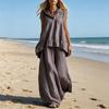 2 Piece Sets for Women Hooded Sleeveless Pullover Top And Long Pants Set Summer Casual Ruffle Lounge Outfits