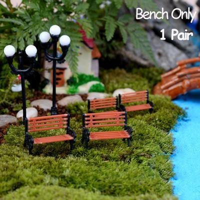 1 Paar Kunstharzhandwerk Sukkulenten Bonsai Puppenhaus Miniatur Bank Hocker Mikrolandschaften Parkstuhl Figuren Feengarten Deko