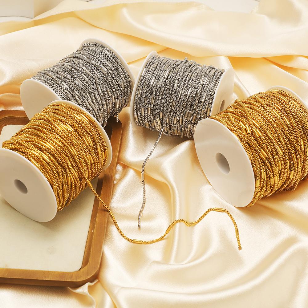 1 Meter Stainless Steel Gold Box Tube Cable Chains for DIY Necklaces Jewelry Earrings Making Bracelet Findings Supplies Bulk