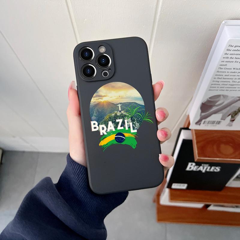 

Оригинальный квадратный жидкий силиконовый чехол для телефона с флагом Бразилии и футболом для iPhone 14 11 12 13 Pro Max Mini X XS XR 7 8 Plus SE2 iPhone 13 Pro