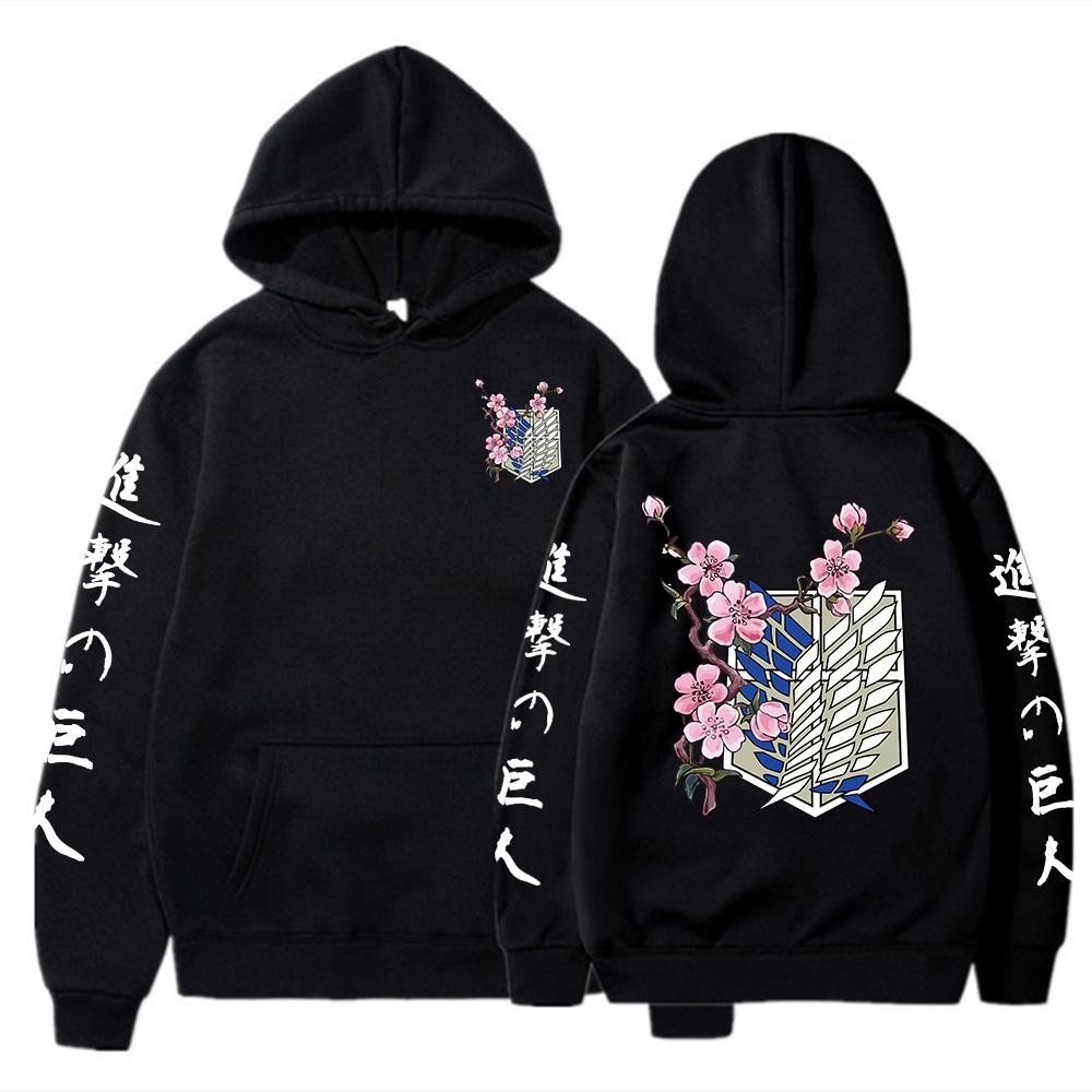 Japanese Anime Graphic Hoodies Men Attack On Titan Pullover Sweatshirt Unisex