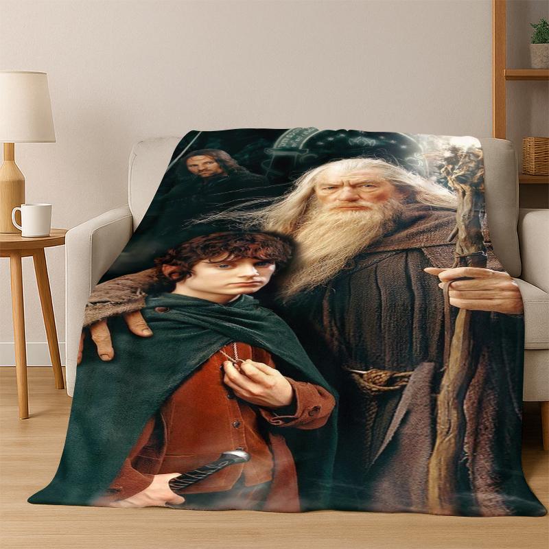 Movie L-Lord of The Rings H-Hobbit Flannel Blanket Soft Warm Blanket Throw Blanket for Bedroom Living Room Bed Picnic Gift Kid