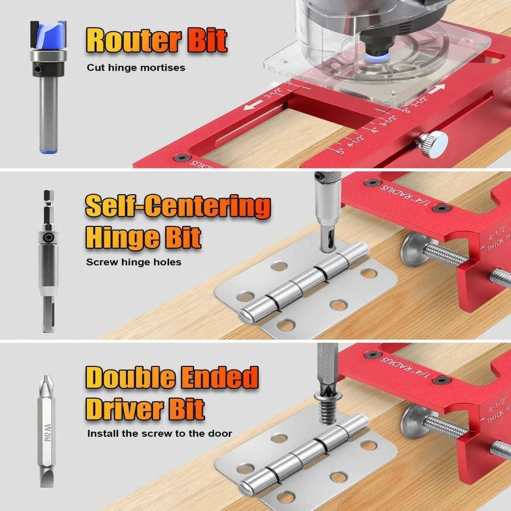 Aluminum Zinc Zinc Alloy Mortising Locator Jig Adjustable Mortise Guide Hinge Installation Kit  Hole Drilling