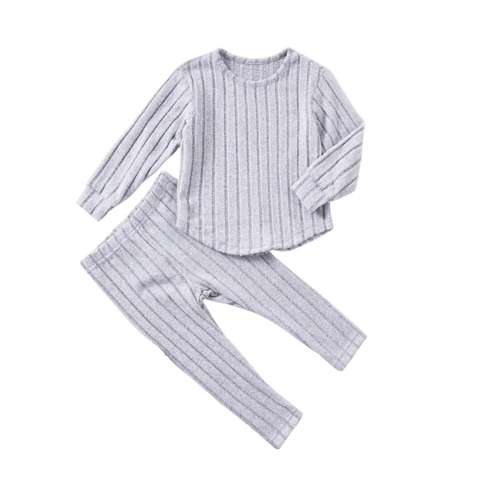 Girls' Knit 2-Piece Set - Solid Color Sweater & Pants
