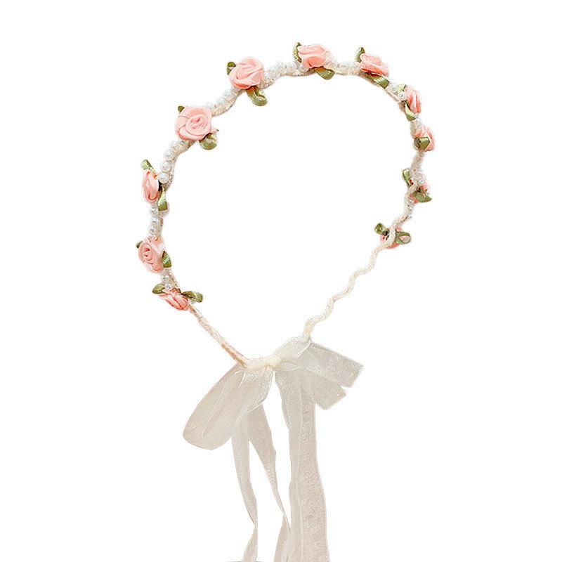 2025 Frühling Sommer Neues Kinder Rosen Stirnband, Geflochtenes Haarreif mit Schleife, Rutschfest, Mädchen Prinzessinnen Stil Segens Haaraccessoire,